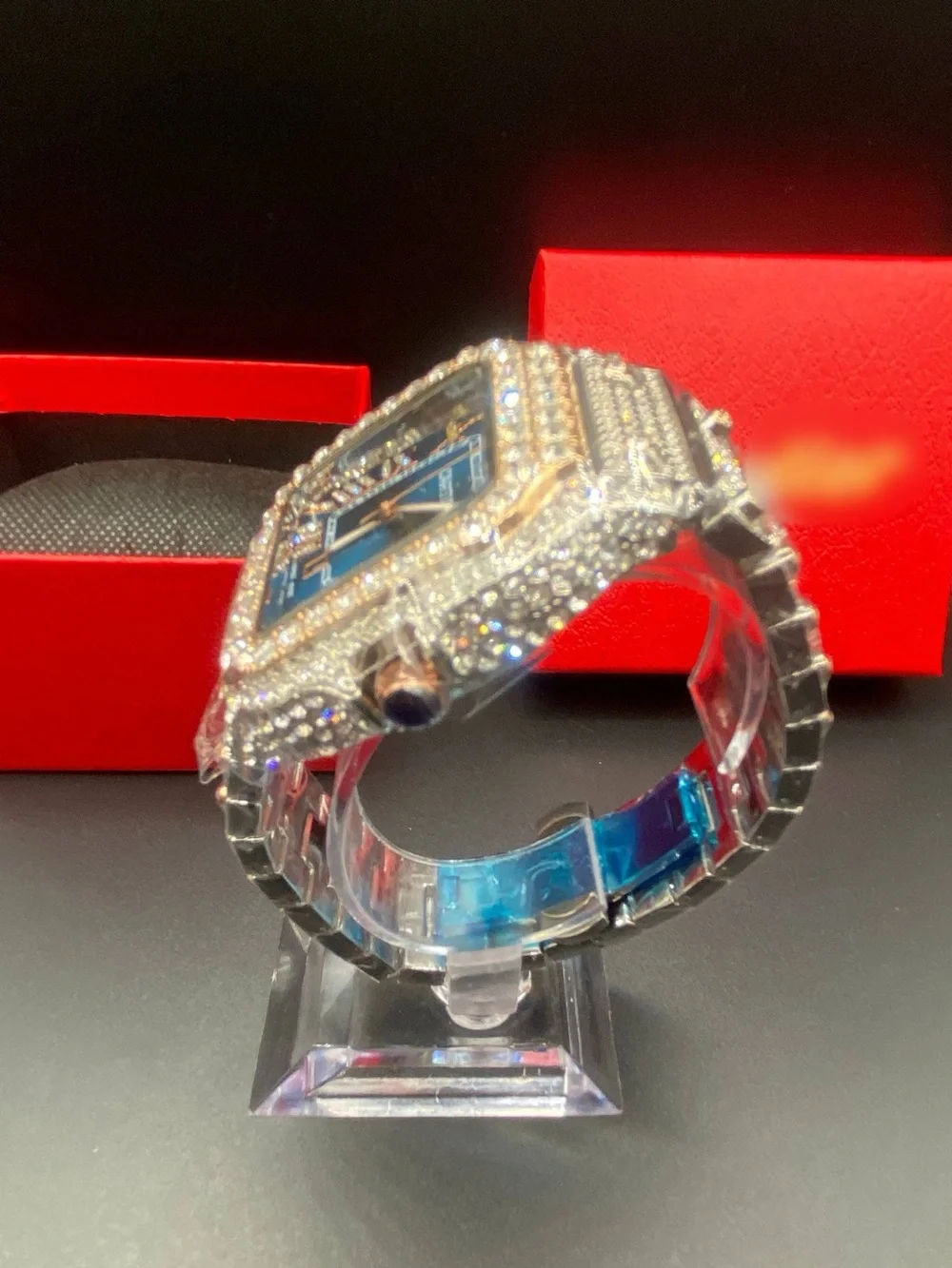 Santos Watch Blue Dial Bussdown Designer *Box Included*